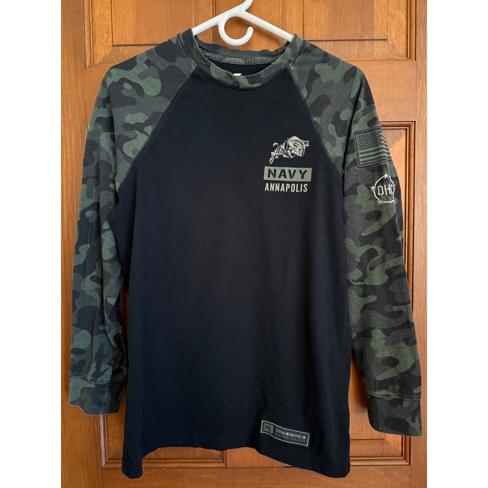 USNA Navy Midshipman OHT Military Appreciation Camo Raglan Long Sleeve Men Small